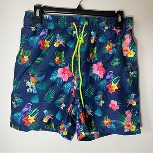 Men’s Blue Tropical  Flora Board Swimming Shorts  XSmall NWOT